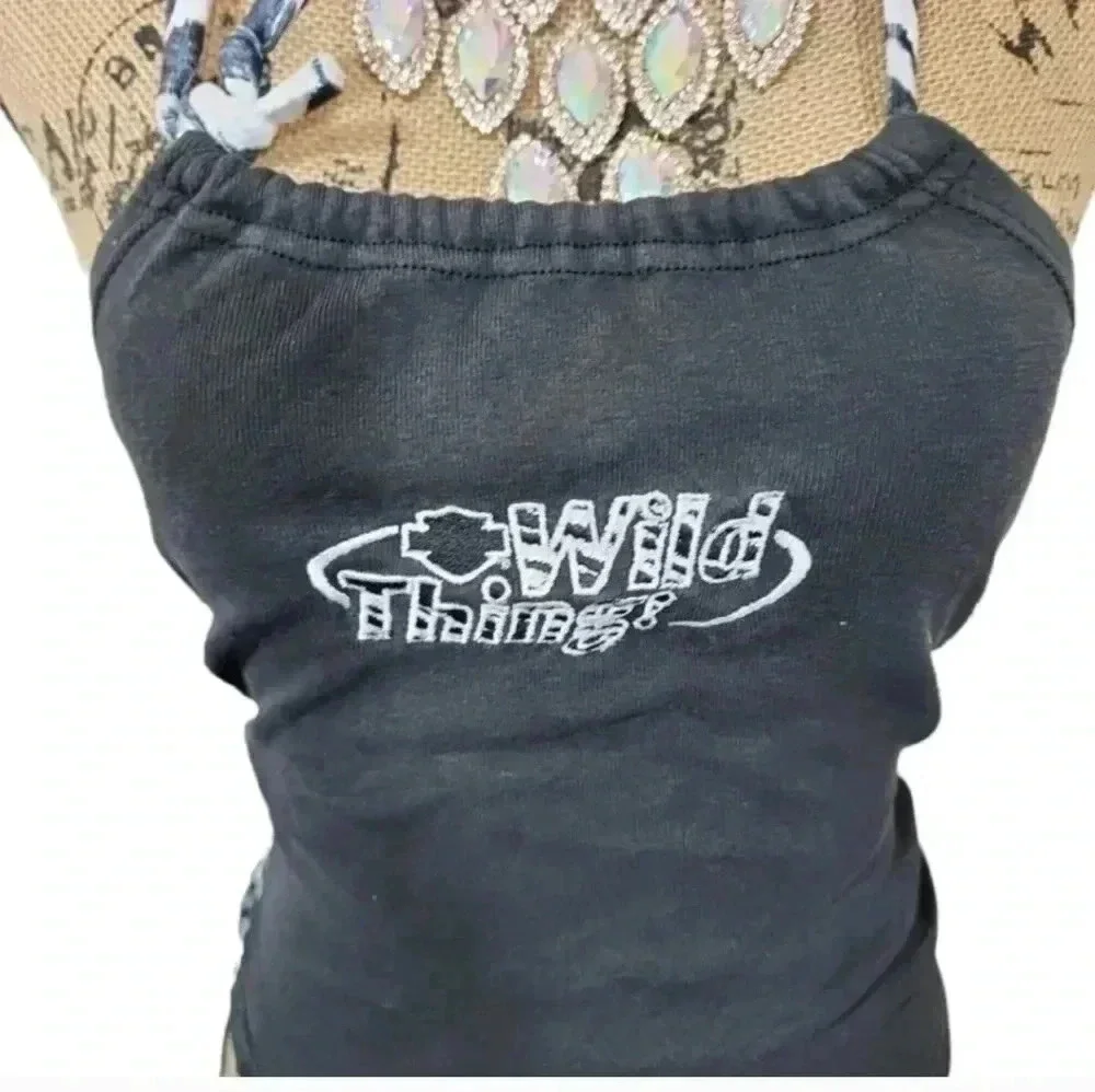 HARLEY Davidson Vintage Halter zebra print Tank. Size Xl - Picture 2 of 8